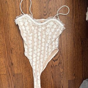 Lace Bodysuit with Heart Pattern